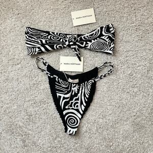 NWT Mara Hoffman Kai Bikini Top & Coco Bottom Set in Black/White Size XL